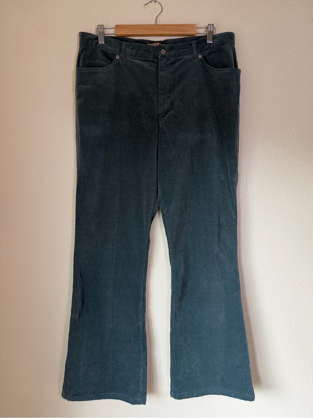 Vintage Y2K High Rise Slate Blue Corduroy Flares, size 14